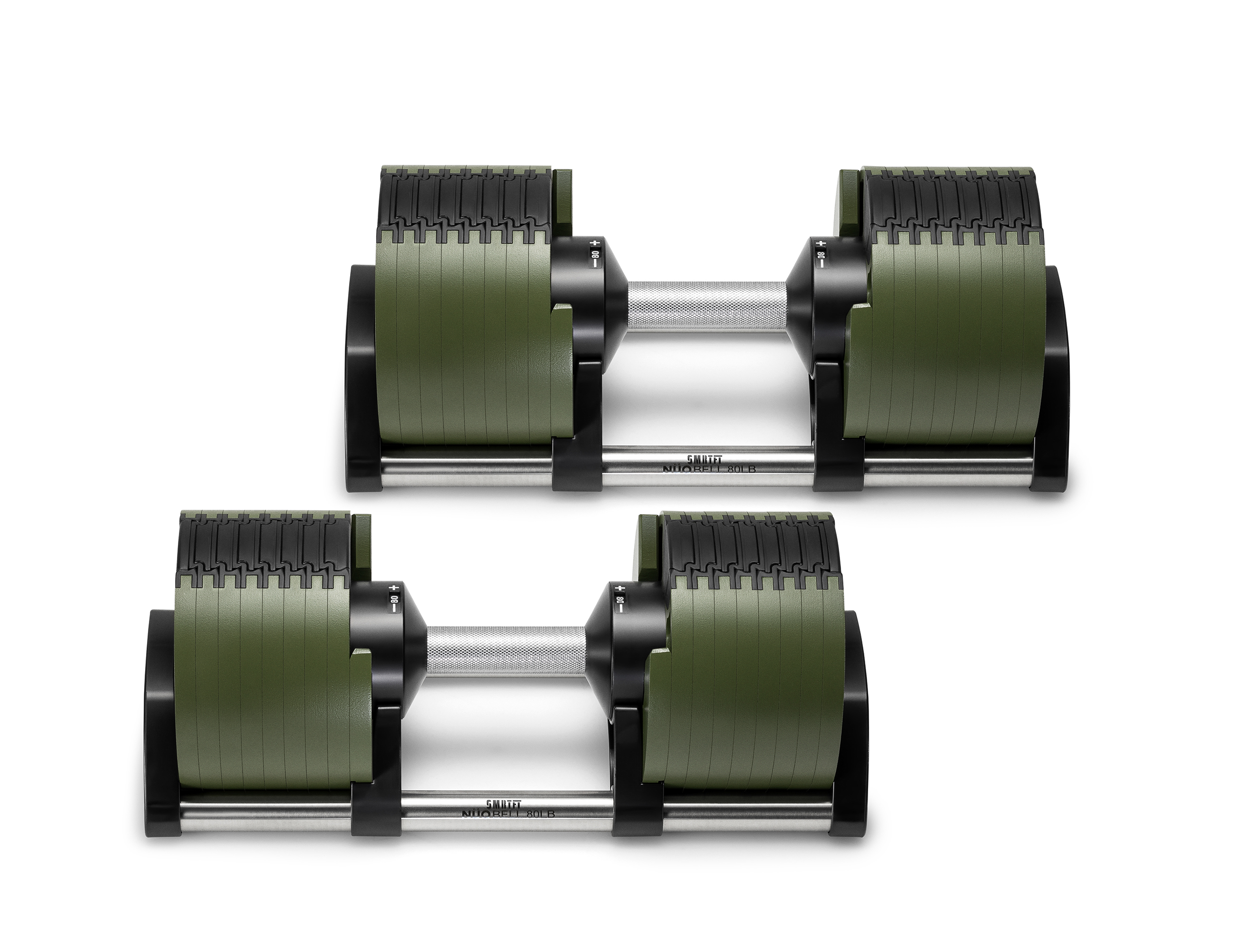 Green NÜOBELL 80LB Tactical By SMRTFT | Top Workout Adjustable Dumbbells