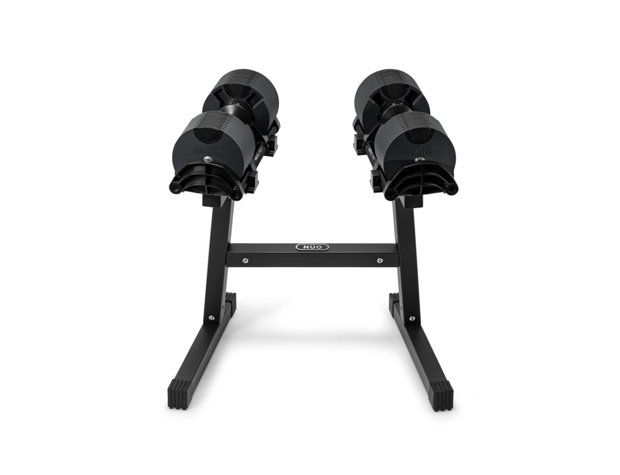 Black Rack For Adjustable Dumbbells And NÜOBELL 80lb Matte Black By SMRTFT