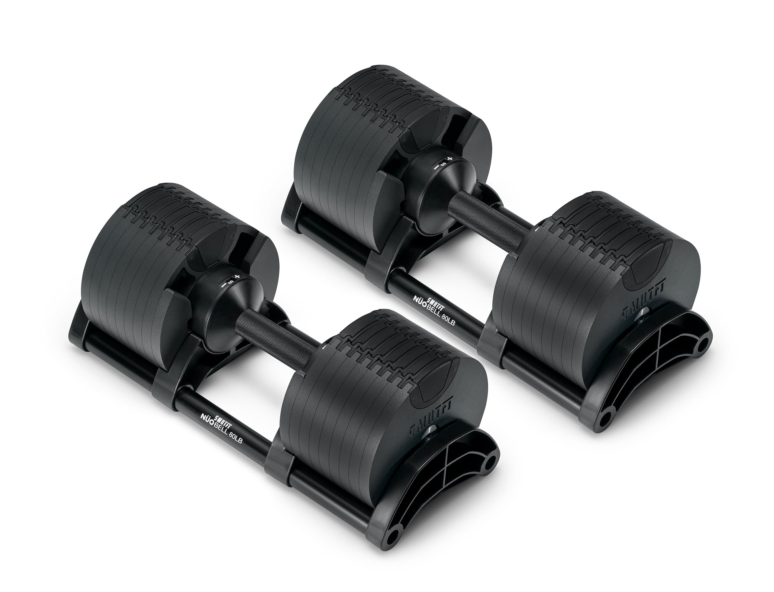 N OBELL Matte Black 80 LB Adjustable Dumbbell Set SMRTFT