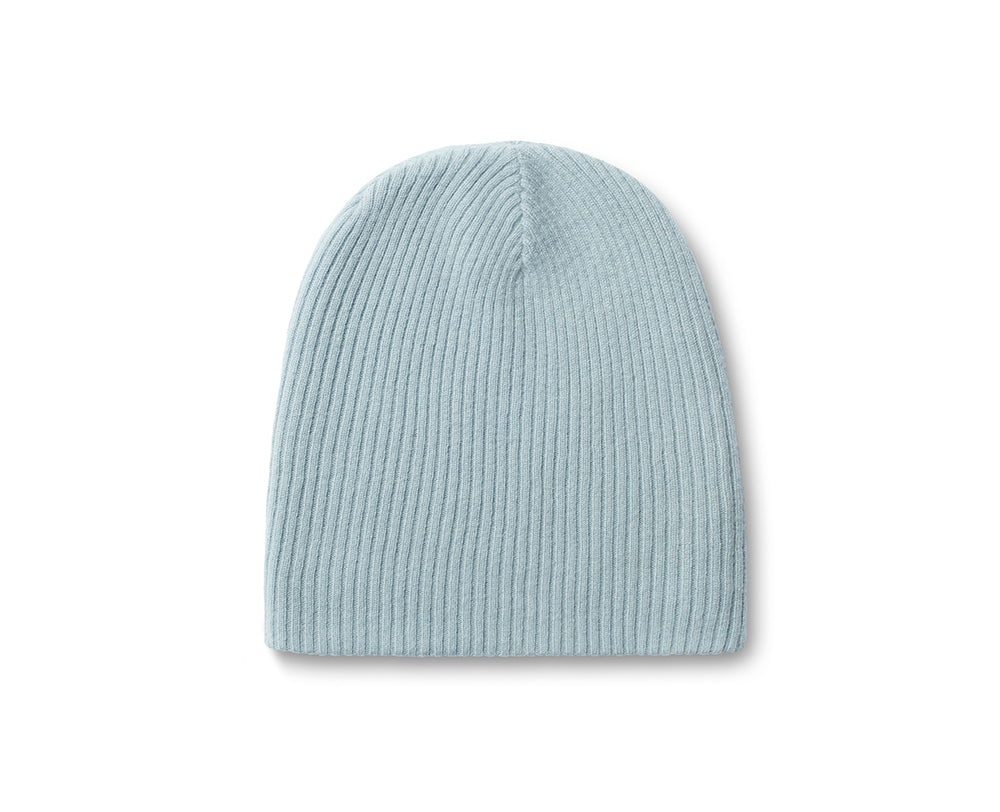 Men's Grey Cashmere-Blend Ribbed Beanie Hat